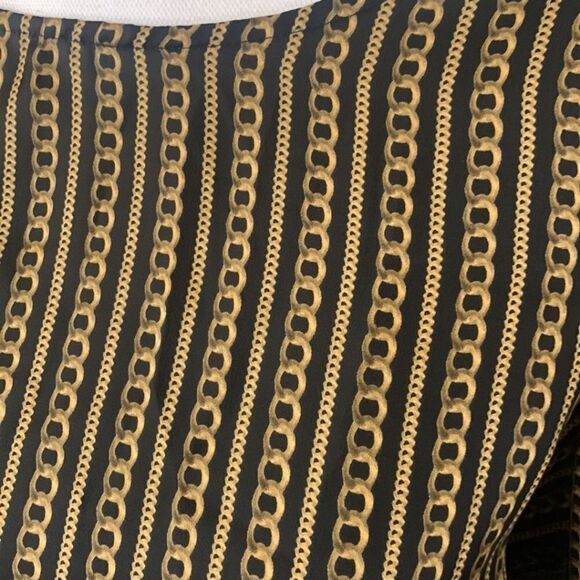 💕5/$18 Michael Kors Gold Chain Link Blouse w/ roll up sleeves Sz P/S. - Picture 3 of 4